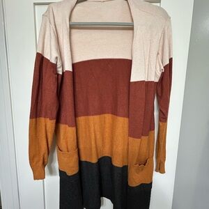 Colorblock Open Front Cardigan